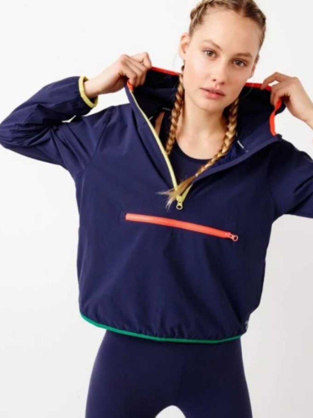 New XS J.Crew x New Balance collection half zip anorak hooded jacket in Navy